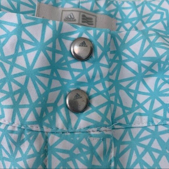 Adidas Teal Blue Abstract Golf Athletic Shorts Size 14 Athleisure - Picture 3 of 6